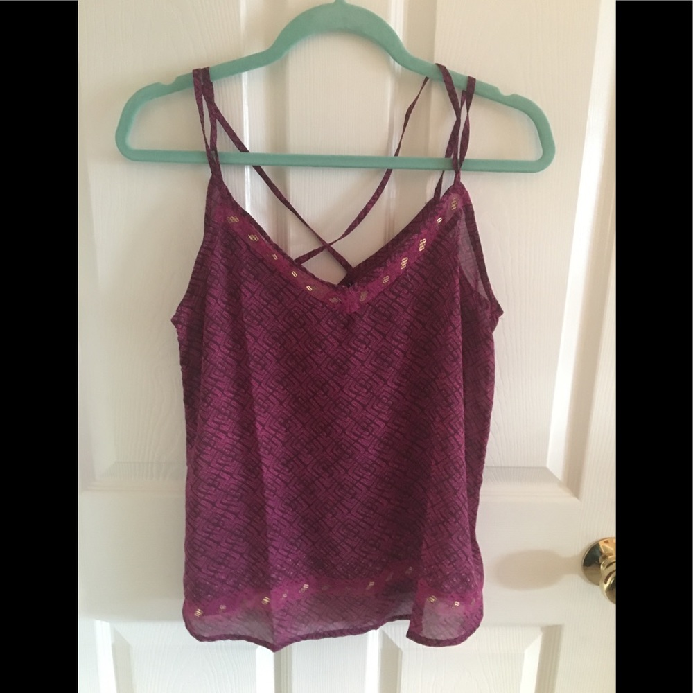💕 Magenta and gold strappy tank top from wet seal